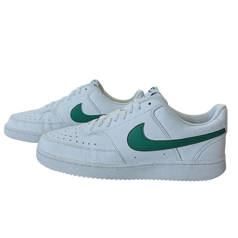 NIKE Court Vision Low Next Nature White Green Lace Up Men’s Athletic Shoe 8.5
